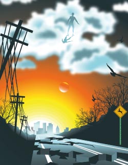 Earth quake Illustration of a story for editors query by James E Smallwood