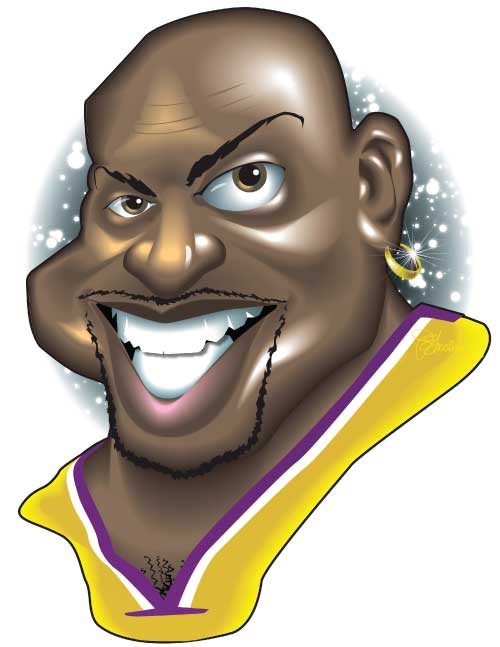 Caricature of Los Angeles Laker star center Shaquille O’Neal