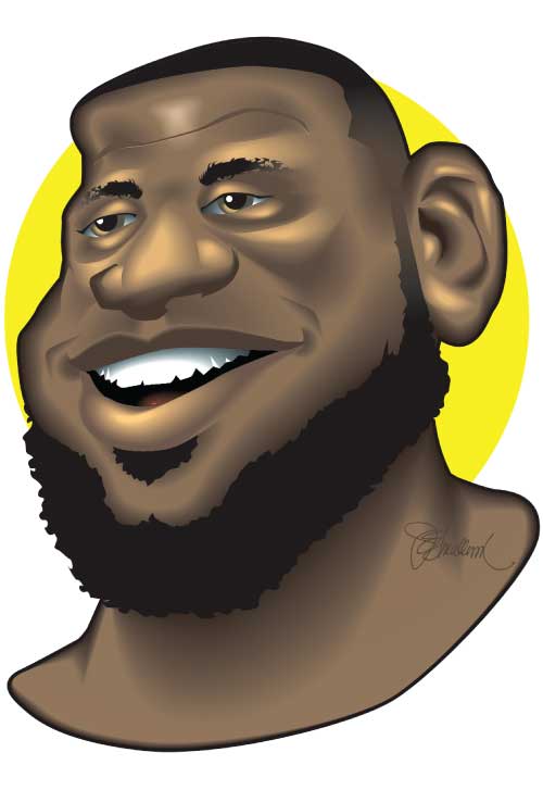 Caricature of Los Angeles star power forward LeBron James