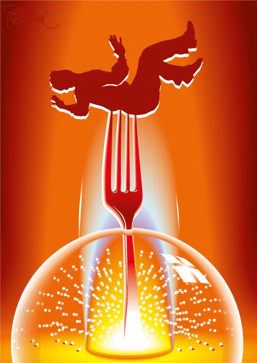 Stick a fork in him he's done animated gif illustration by James Smallwood