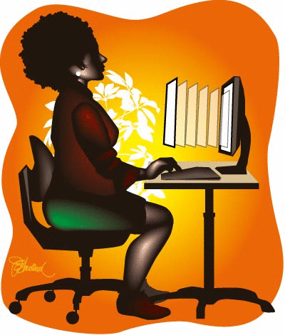 animated gif of secretary typing illustration by James Smallwood